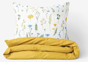 Goldea bavlnené posteľné obliečky duo - slovenská lúka s medovo žltou 150 x 200 a 50 x 60 cm