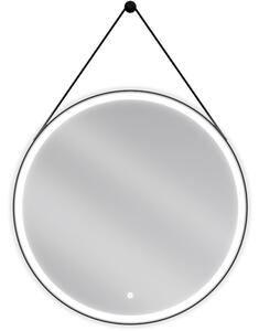 Mexen Reni kúpeľňové zrkadlo s podsvietením, okrúhle 80 cm, LED 6000K, ochrana proti zahmleniu, čierny rám - 9812-080-080-611-70
