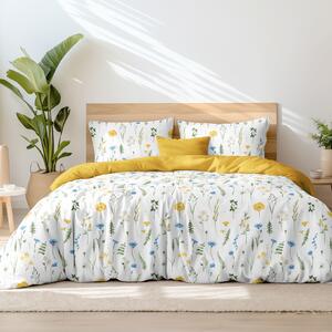 Goldea bavlnené posteľné obliečky duo - slovenská lúka s medovo žltou 140 x 200 a 70 x 90 cm
