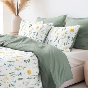 Goldea bavlnené posteľné obliečky duo - slovenská lúka s šalvejovo zelenou 140 x 200 a 70 x 90 cm