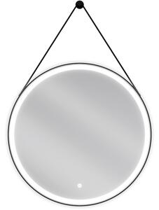 Mexen Reni kúpeľňové zrkadlo s podsvietením, okrúhle 70 cm, LED 6000K, ochrana proti zahmleniu, čierny rám - 9812-070-070-611-70