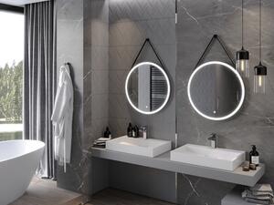 Mexen Reni kúpeľňové zrkadlo s podsvietením, okrúhle 70 cm, LED 6000K, ochrana proti zahmleniu, čierny rám - 9812-070-070-611-70