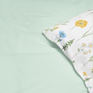 Goldea bavlnené posteľné obliečky duo - slovenská lúka so svetlo mätovou 140 x 200 a 70 x 90 cm