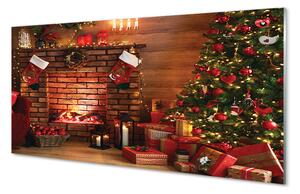 Nástenný panel  Ozdoby na vianočný stromček darčeky ohnisko 125x50 cm