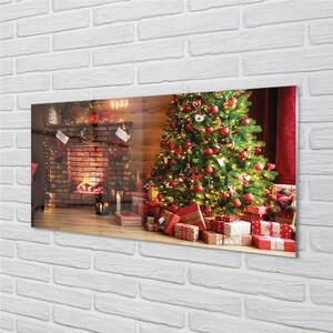Nástenný panel  Krbové darčeky vianočné stromčeky 100x50 cm