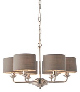 Endon 94381 - Luster na reťazi HIGHCLERE 6xE14/28W/230V šedá/lesklý chróm
