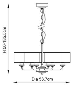 Endon 94381 - Luster na reťazi HIGHCLERE 6xE14/28W/230V šedá/lesklý chróm