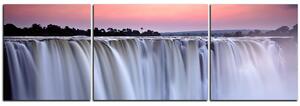 Obraz na plátne - Vodopád sfarbený západom slnka - panoráma 5227C (90x30 cm)