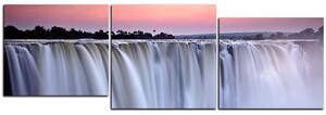 Obraz na plátne - Vodopád sfarbený západom slnka - panoráma 5227E (90x30 cm)