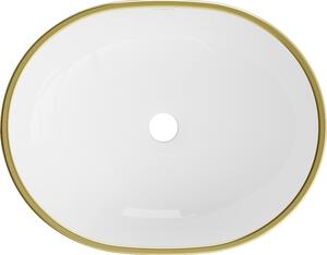 Mexen Viki umývadlo na dosku 48 x 35 cm, biela/Zlatá mriežkový vzor - 21054809