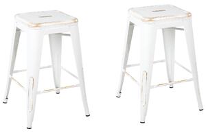 Sada 2 barových stoličiek biela a zlatá oceľová 60 cm vo výške pultu stohovateľná industriálna