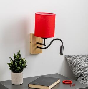 Brilagi - LED Nástenná lampa NUBILA WOOD 1xE27/25W/230V + LED/3W dub/červená