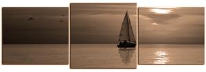 Obraz na plátne - Loď pri západe slnka - panoráma 5247FD (90x30 cm)