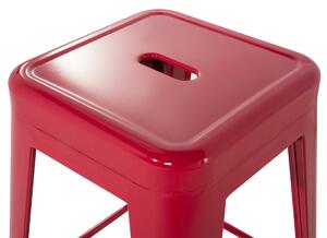 Sada 2 barových stoličiek červená oceľová 60 cm vo výške pultu stohovateľná industriálna