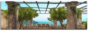Obraz na plátne - Staroveká záhrada na morskom pobreží - panoráma 5249A (105x35 cm)