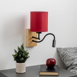 Brilagi-LED Nástenná lampa NUBILA WOOD 1xE27/25W/230V+LED/3W dub/pompej. červená