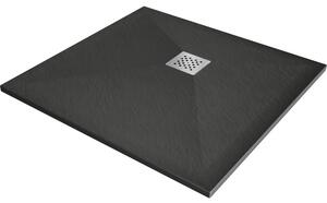 Mexen Stone+ štvorcová kompozitná sprchová vanička 70 x 70 cm, antracit - 44717070