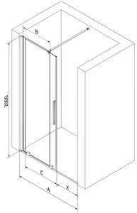 Mexen Velar posúvacie sprchové dvere 90 cm, Priehľadné, Čierne - 871-090-000-01-70