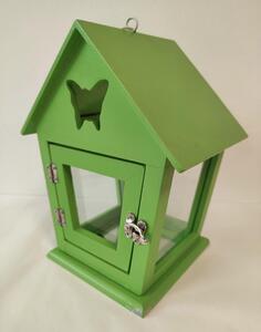 DecorGlass PL0038 - Lampáš domček zelený 25cm POŠKODENÝ