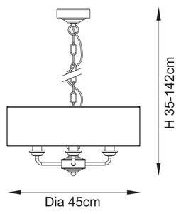 Endon 110723 - Luster na reťazi HIGHCLERE 3xE14/40W/230V béžová/mosadz