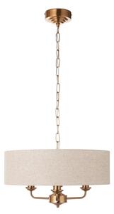 Endon 110723 - Luster na reťazi HIGHCLERE 3xE14/40W/230V béžová/mosadz
