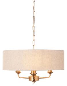 Endon 110723 - Luster na reťazi HIGHCLERE 3xE14/40W/230V béžová/mosadz