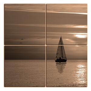 Obraz na plátne - Loď pri západe slnka - štvorec 3247FE (60x60 cm)