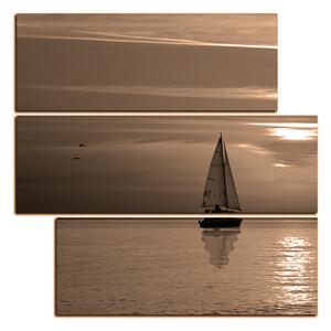 Obraz na plátne - Loď pri západe slnka - štvorec 3247FD (75x75 cm)