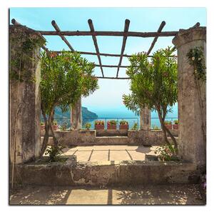 Obraz na plátne - Staroveká záhrada na morskom pobreží - štvorec 3249A (50x50 cm)