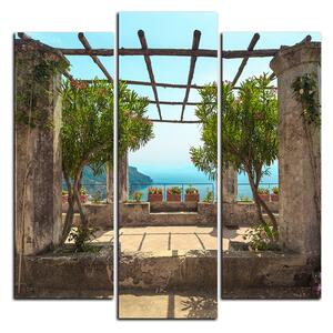 Obraz na plátne - Staroveká záhrada na morskom pobreží - štvorec 3249C (75x75 cm)