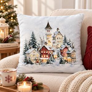Sendia Textil Dekoračný vankúš ZASNEŽENÉ MESTEČKO 45 × 45 cm