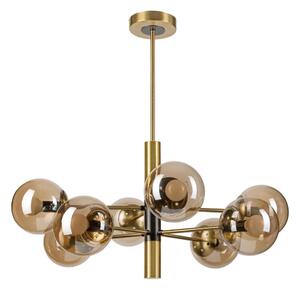 Luster na tyči ROLLO 8xE14/5W/230V zlatá/dymová béžová