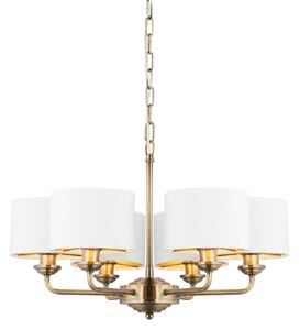 Endon 98936 - Luster na reťazi HIGHCLERE 6xE14/28W/230V biela/mosadz