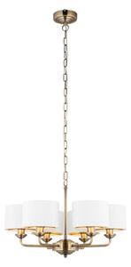 Endon 98936 - Luster na reťazi HIGHCLERE 6xE14/28W/230V biela/mosadz