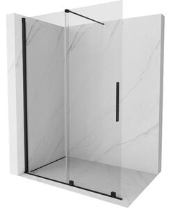 Mexen Velar posúvacie sprchové dvere Walk-in 130 cm, Priehľadné, Čierne - 871-130-000-03-70