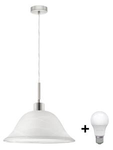 LED luster na lanku 1xE27/60W/230V biely/číry