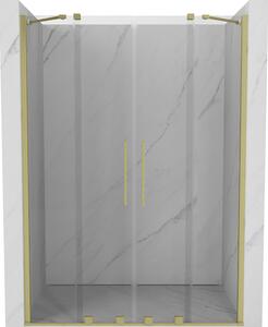 Mexen Velar Duo posúvacie sprchové dvere 150 cm, Priehľadné, zlaté kefované - 871-150-000-02-55