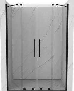 Mexen Velar Duo posúvacie sprchové dvere 140 cm, Priehľadné, Čierne - 871-140-000-02-70