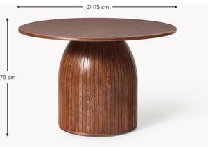 Okrúhly jedálenský stôl s drážkovanou štruktúrou Nelly
