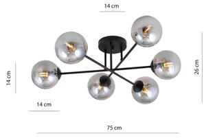 Prisadený luster ROMA 6xE14/10W/230V čierna/dymová