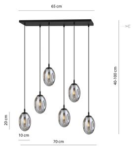 Luster na lanku ASTRAL 6xE14/10W/230V čierna/dymová