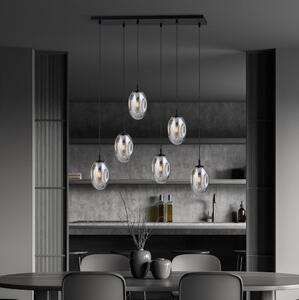 Luster na lanku ASTRAL 6xE14/10W/230V čierna/dymová
