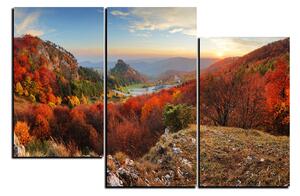 Obraz na plátne - Jesenná krajina pri západe slnka, Slovensko, Vrsatec 1260D (90x60 cm)