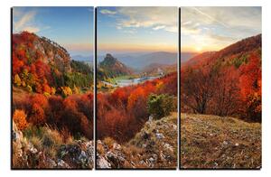 Obraz na plátne - Jesenná krajina pri západe slnka, Slovensko, Vrsatec 1260B (90x60 cm )