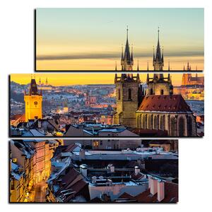 Obraz na plátne - Panoramatický pohľad na starú Prahu - štvorec 3256D (75x75 cm)