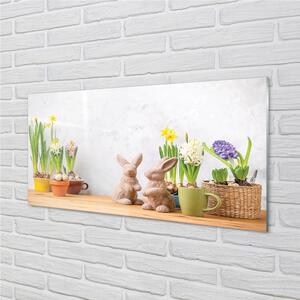 Nástenný panel  kvety králiky 100x50 cm
