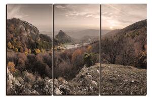 Obraz na plátne - Jesenná krajina pri západe slnka, Slovensko, Vrsatec 1260FB (90x60 cm )