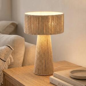 Lindby Stolová lampa Anuva, výška 42 cm, papier, béžová, E27, Krémová / jantárovo žltá, Obývacia izba / jedáleň, Papier / lunolit / lunopal, Vidiecky / Rustikálny, Stojacie svietidlo