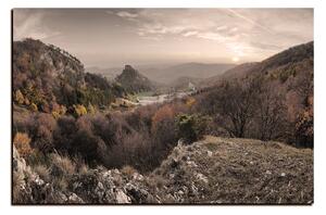 Obraz na plátne - Jesenná krajina pri západe slnka, Slovensko, Vrsatec 1260FA (120x80 cm)