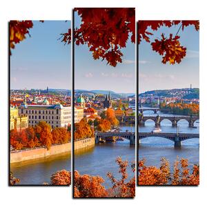 Obraz na plátne - Rieka Vltava a Karlov most - štvorec 3257C (75x75 cm)